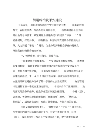 街道综治及平安建设