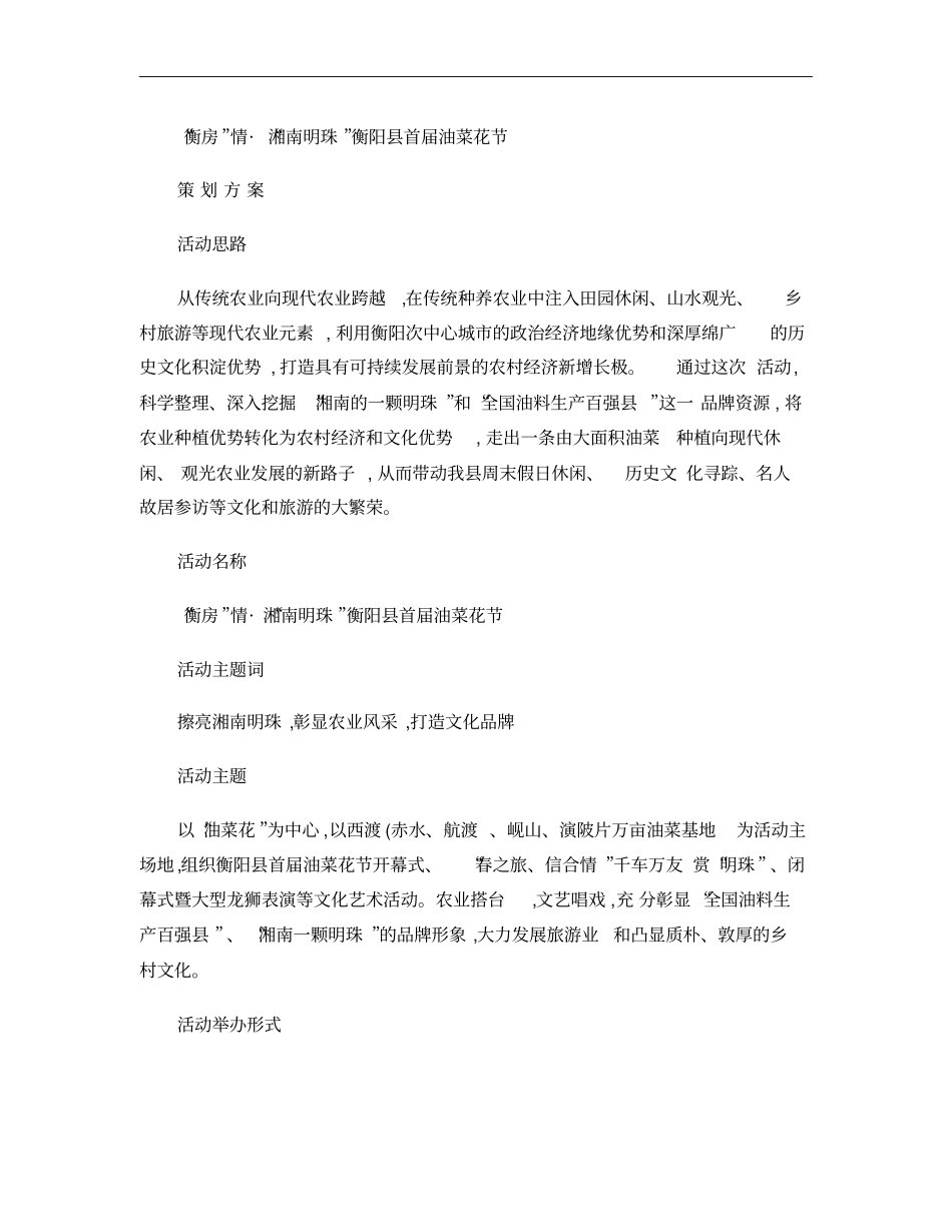 衡阳2012首届油菜花节策划方案概要_第1页