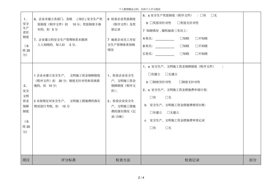 表b1安全生产管理评分表_第2页