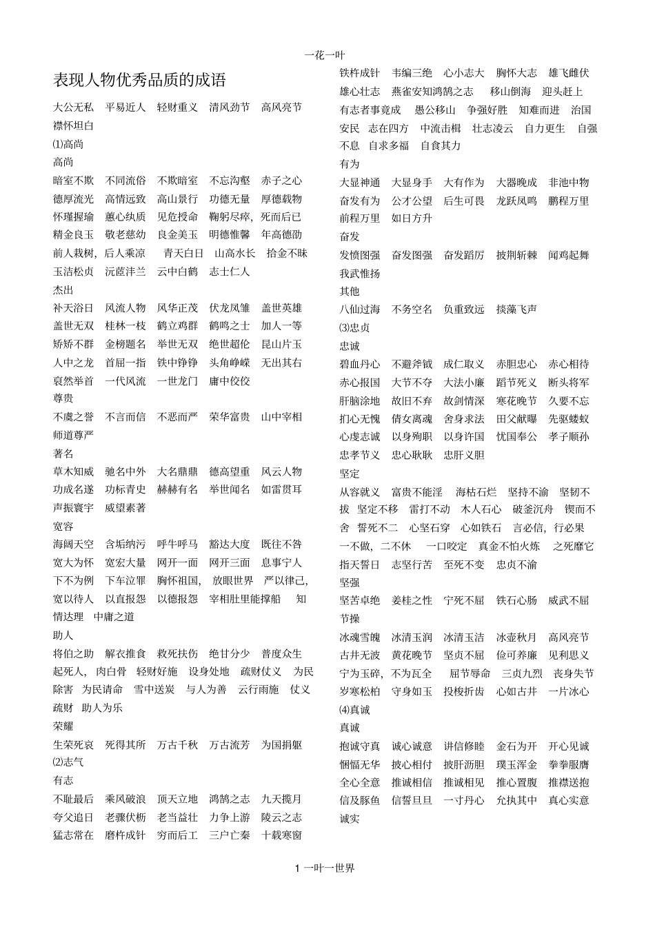 表现人物优秀品质的成语_第1页