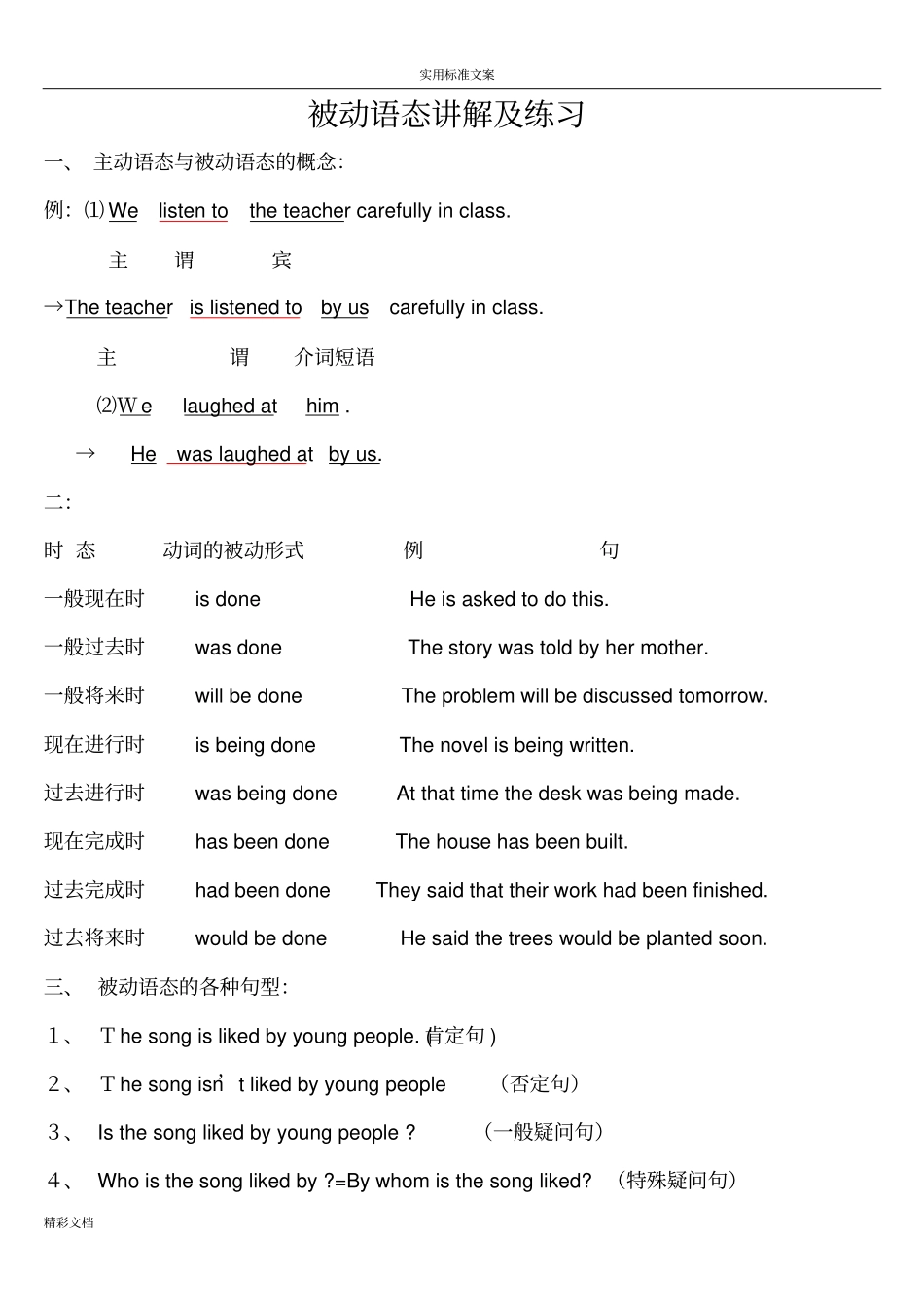 被动语态讲解及练习附问题详解_第1页