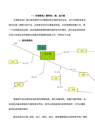 生物质发电厂燃料收 储 运方案