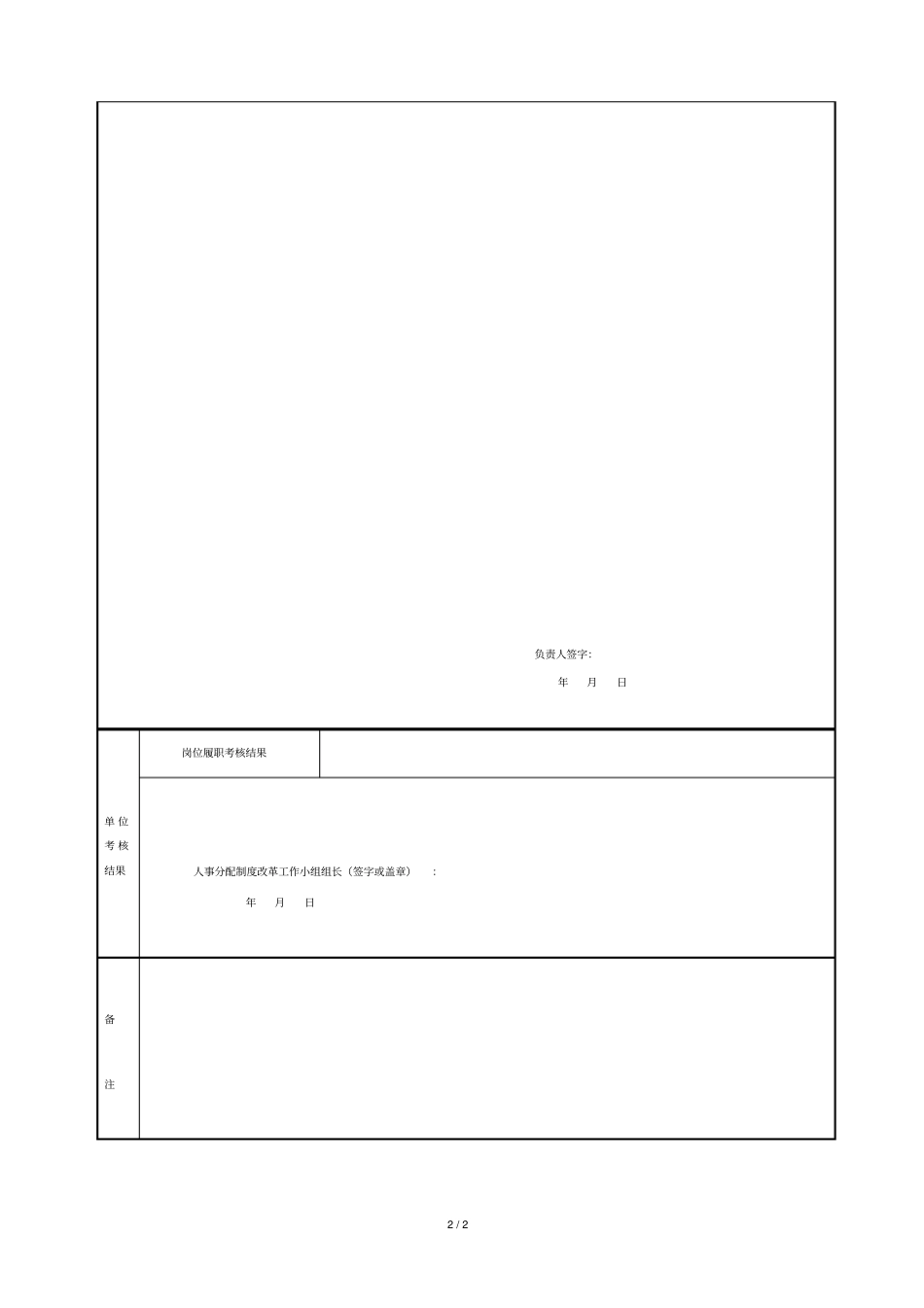 西北师范大学校本部教职工学年岗位履职考核登记表_第2页