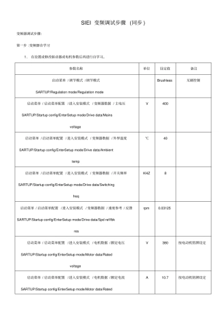西威siei同步变频调试步骤