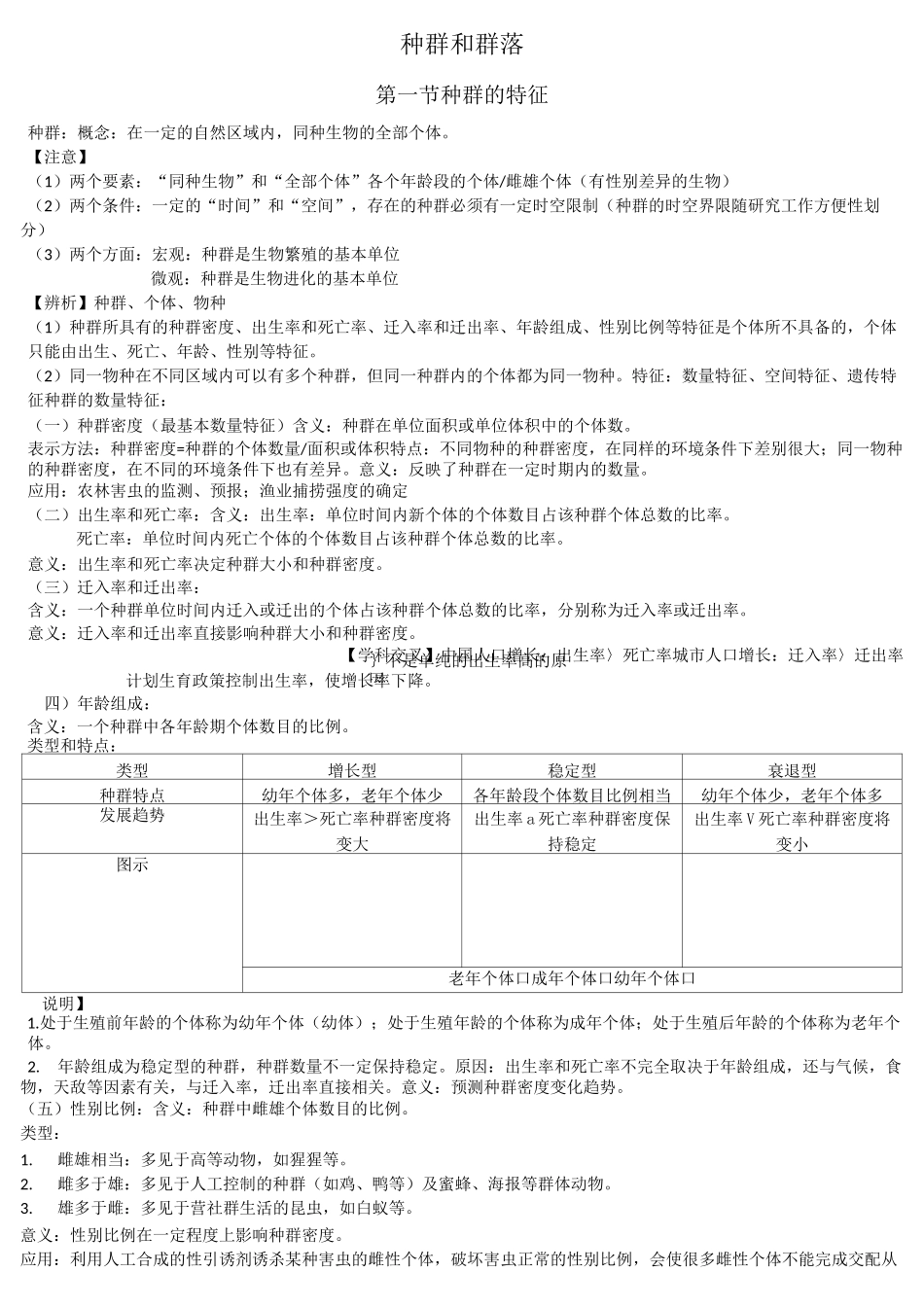 高中生物必修3种群与群落知识点总结模板_第1页