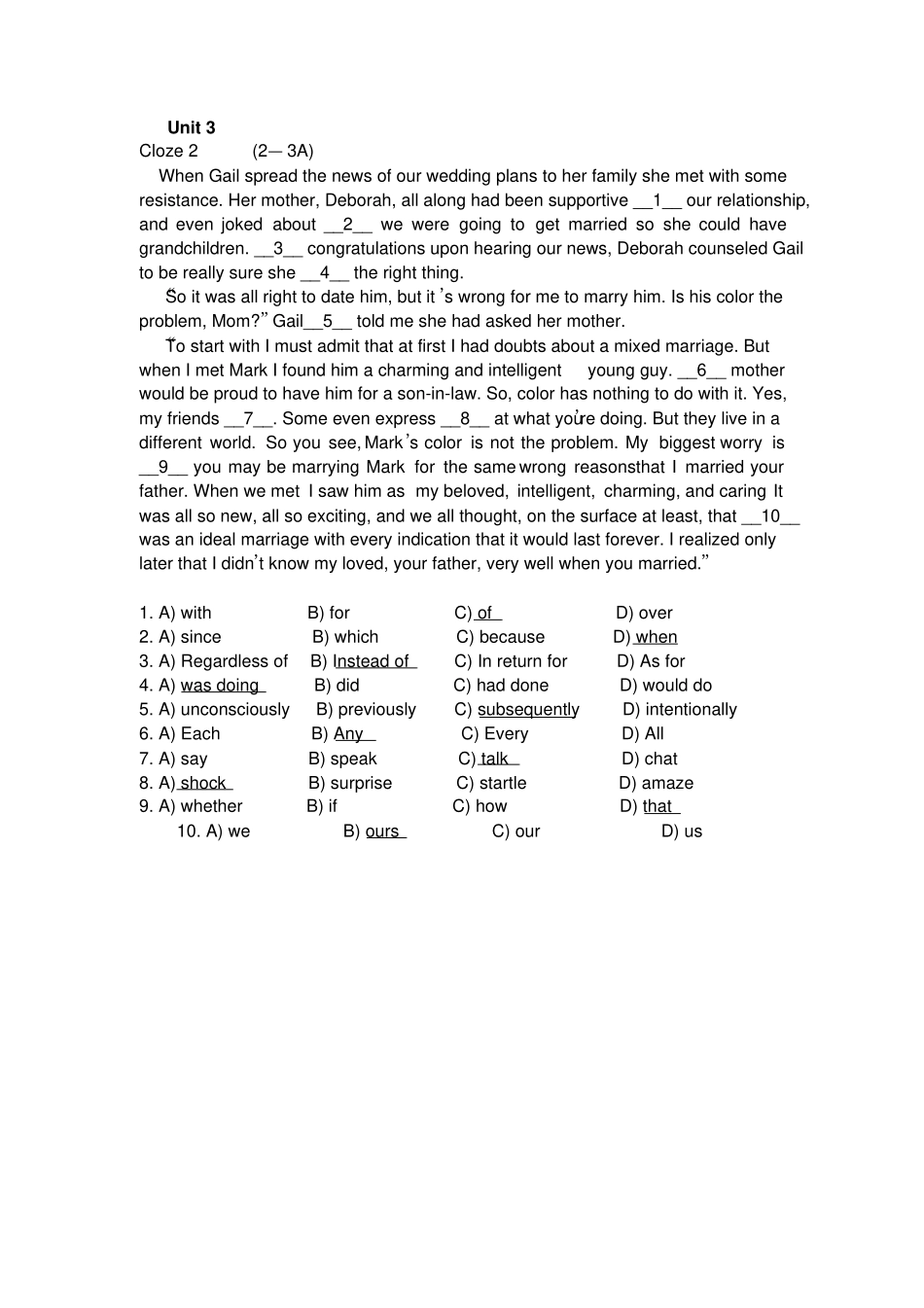 西安石油大学大一下学期英语试题4_第2页