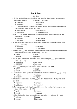 西安石油大学大一下学期英语试题unit2