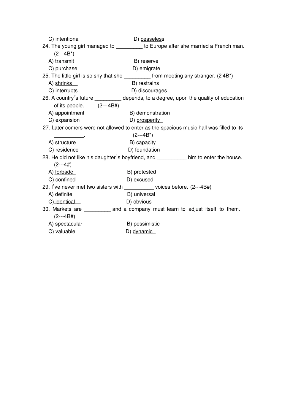 西安石油大学大一下学期英语试题unit4_第3页