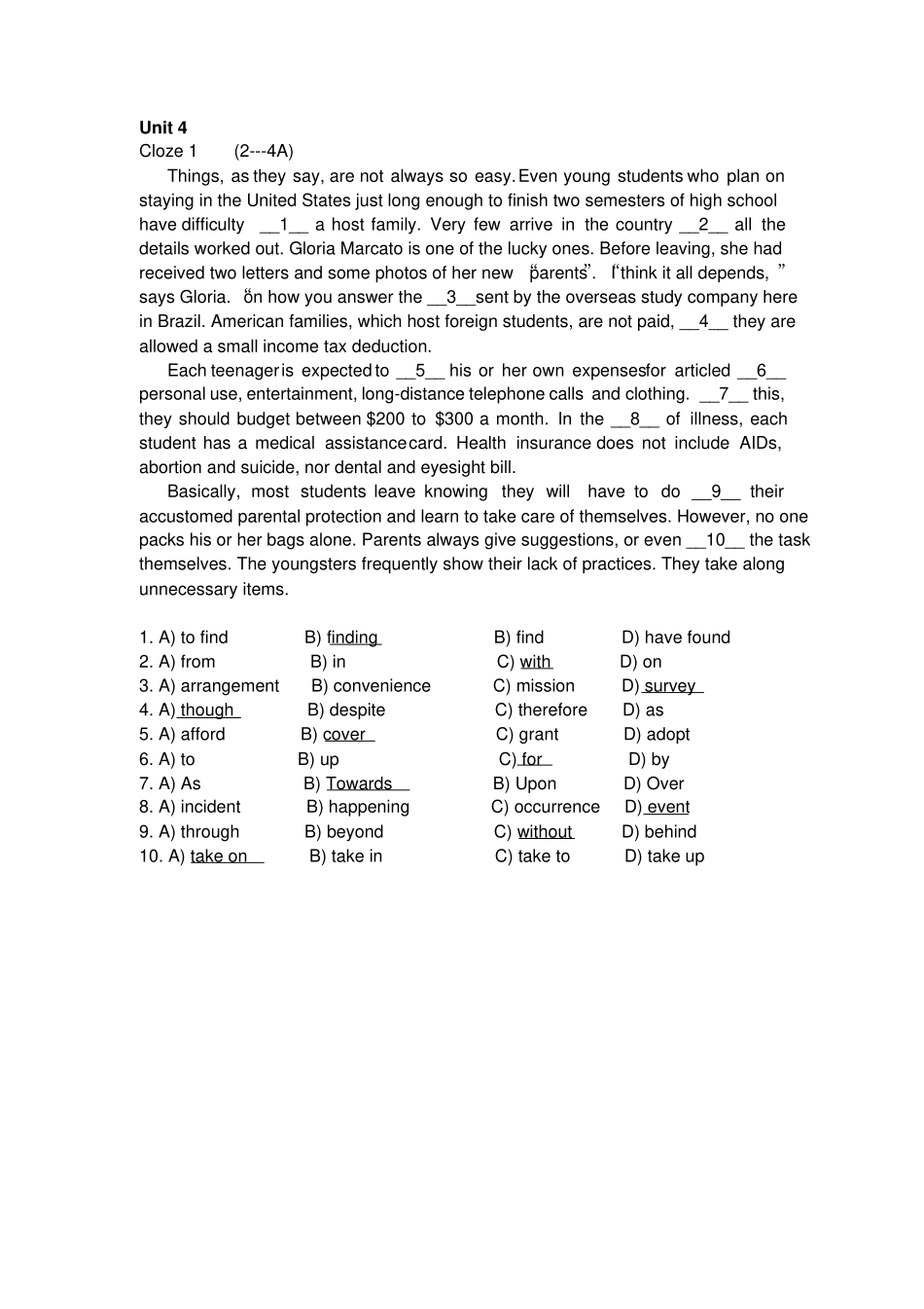 西安石油大学大一下学期英语试题1_第2页