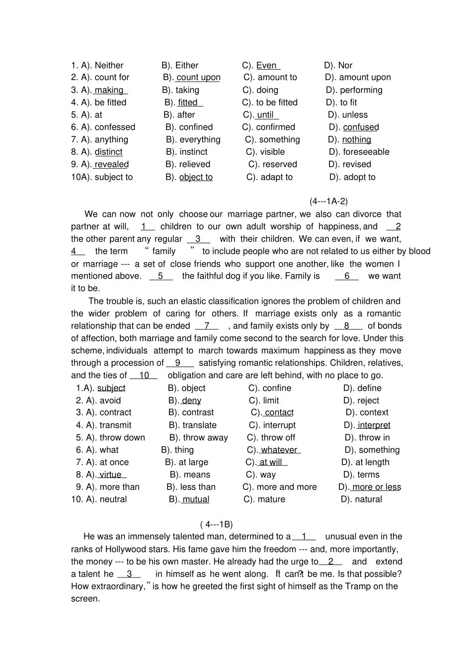 西安石油大学大二下英语题库--完型_第2页