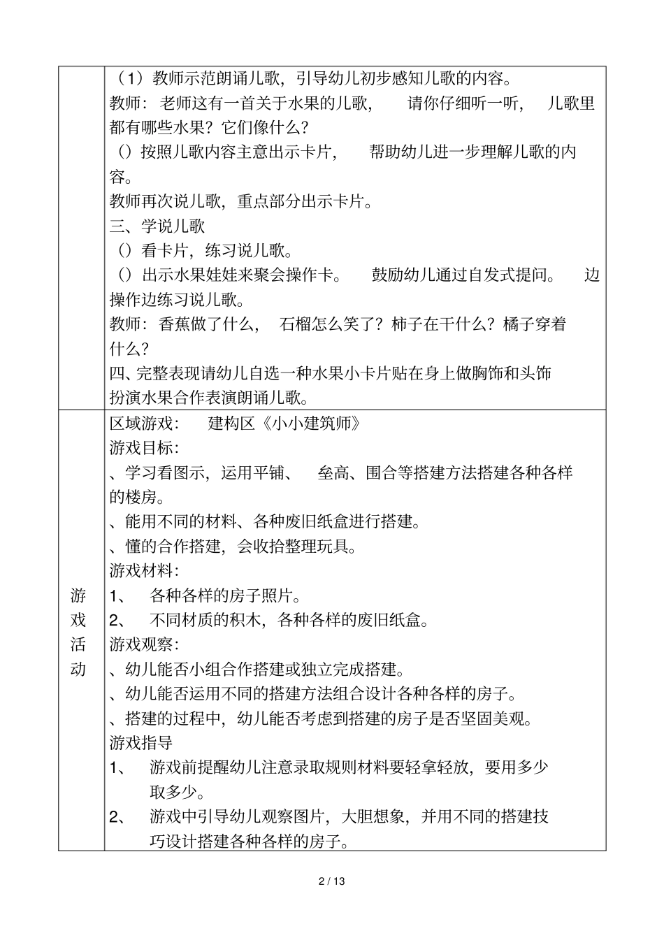 西岗区第十三幼儿园第二周一日教育教学计划上午班_第2页