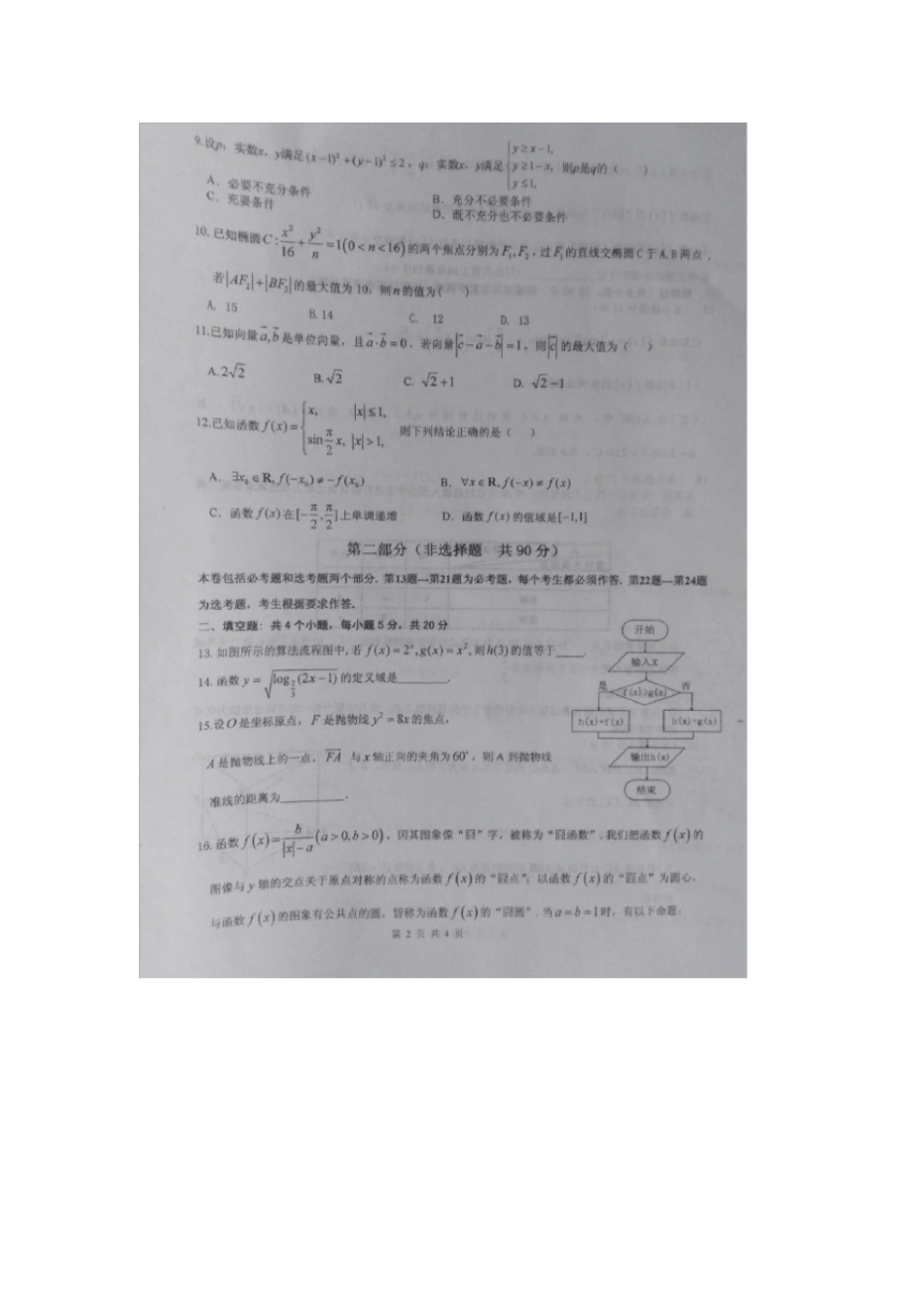 西安铁一中学高二数学下学期期末考试试题文扫描版,无答案_第2页