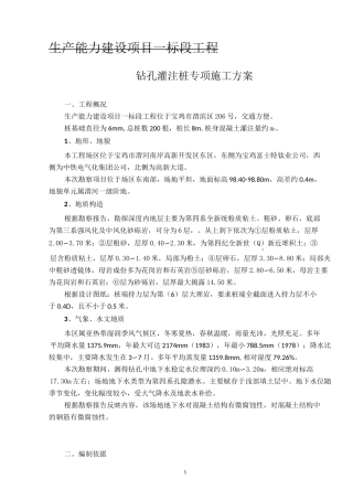 钻孔灌注桩专项施工方案(冲击成孔)