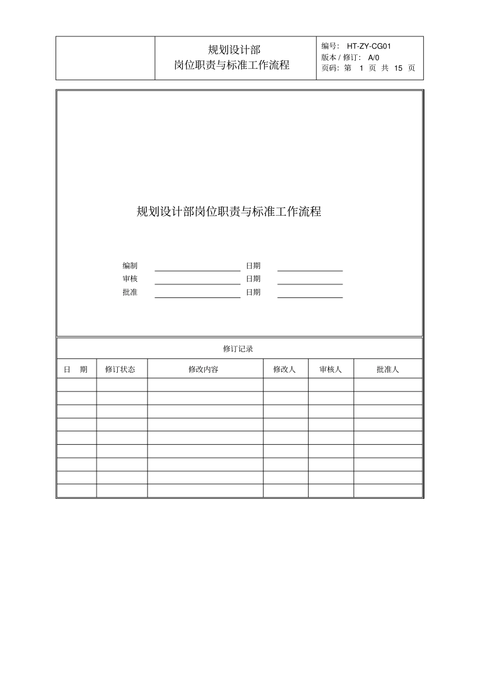 规划设计部岗位职责与标准工作流程_第1页
