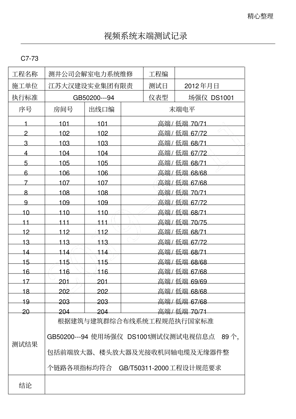 视频系统末端测试记录_第1页