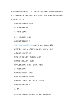 疫苗生产企业
