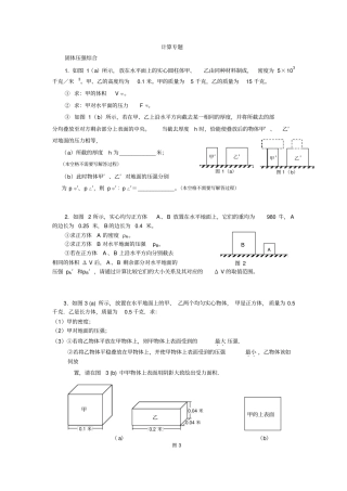 计算专题压轴题-201上海-初三物理一模二模题库综合提高题