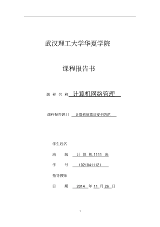 计算机病毒及安全防范