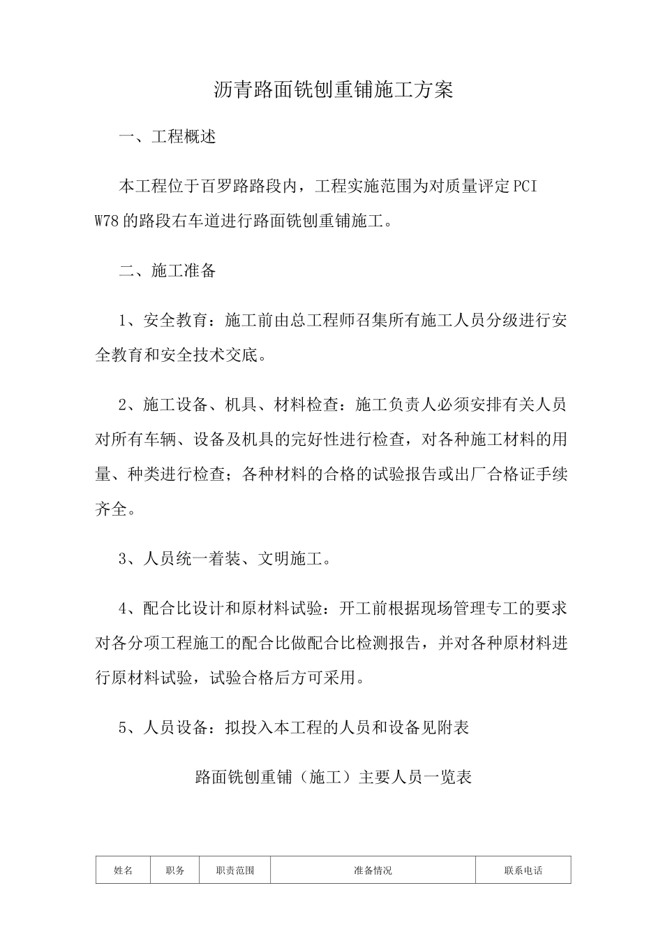 沥青路面铣刨重铺施工方案_第1页