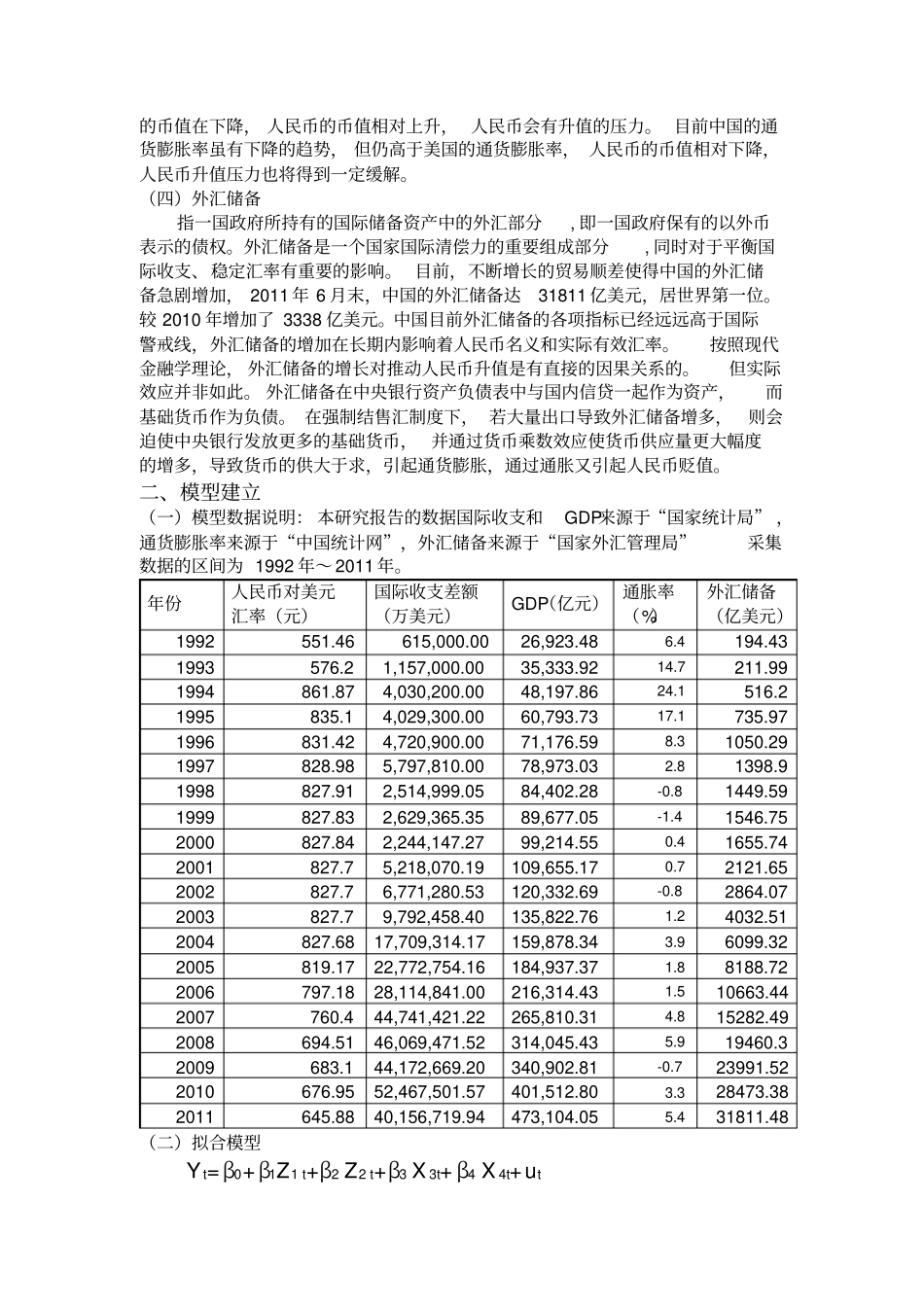 计量经济学实证分析-影响人民币汇率变动因素的实证分析_第2页