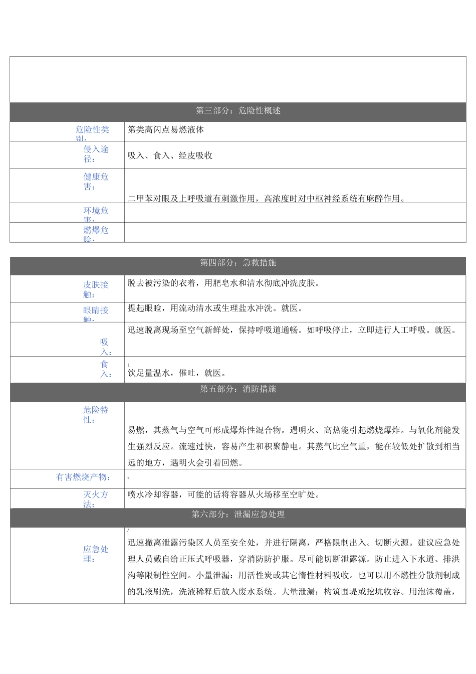 二甲苯(MSDS)安全技术说明书_第2页