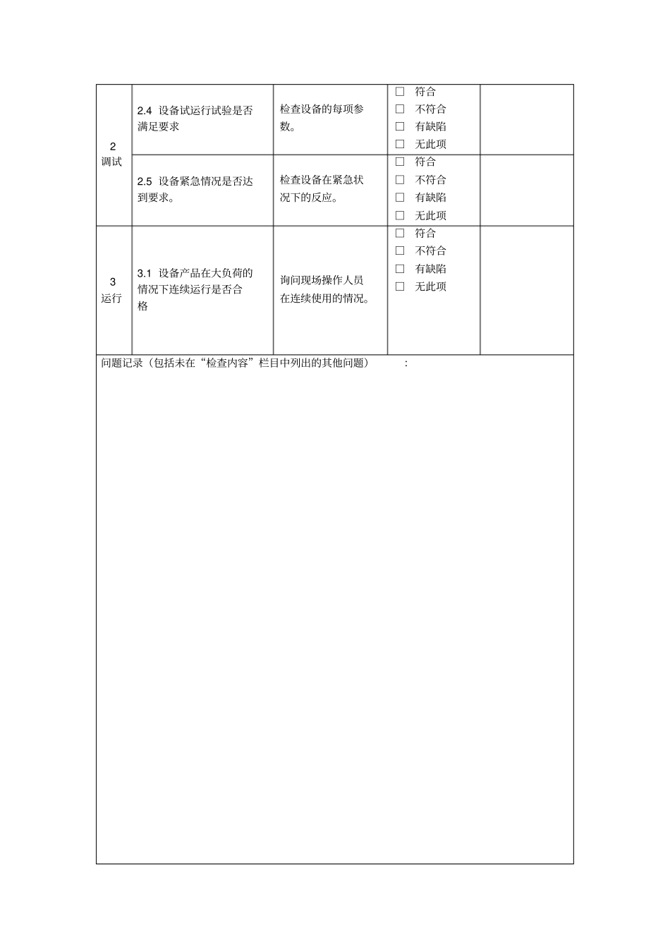 设备现场调试记录表_第2页