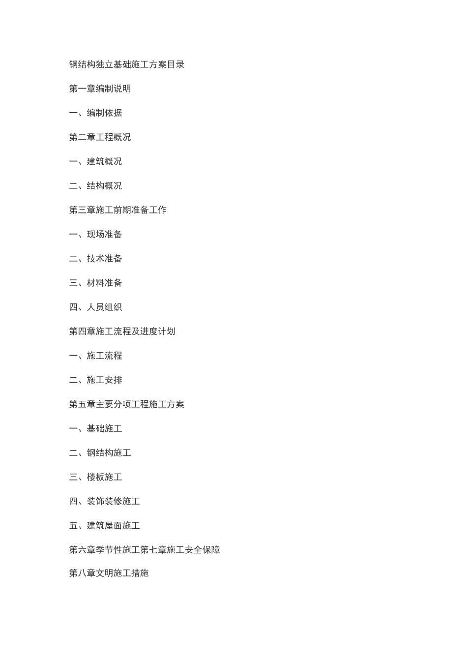 钢结构独立基础施工方案_第1页