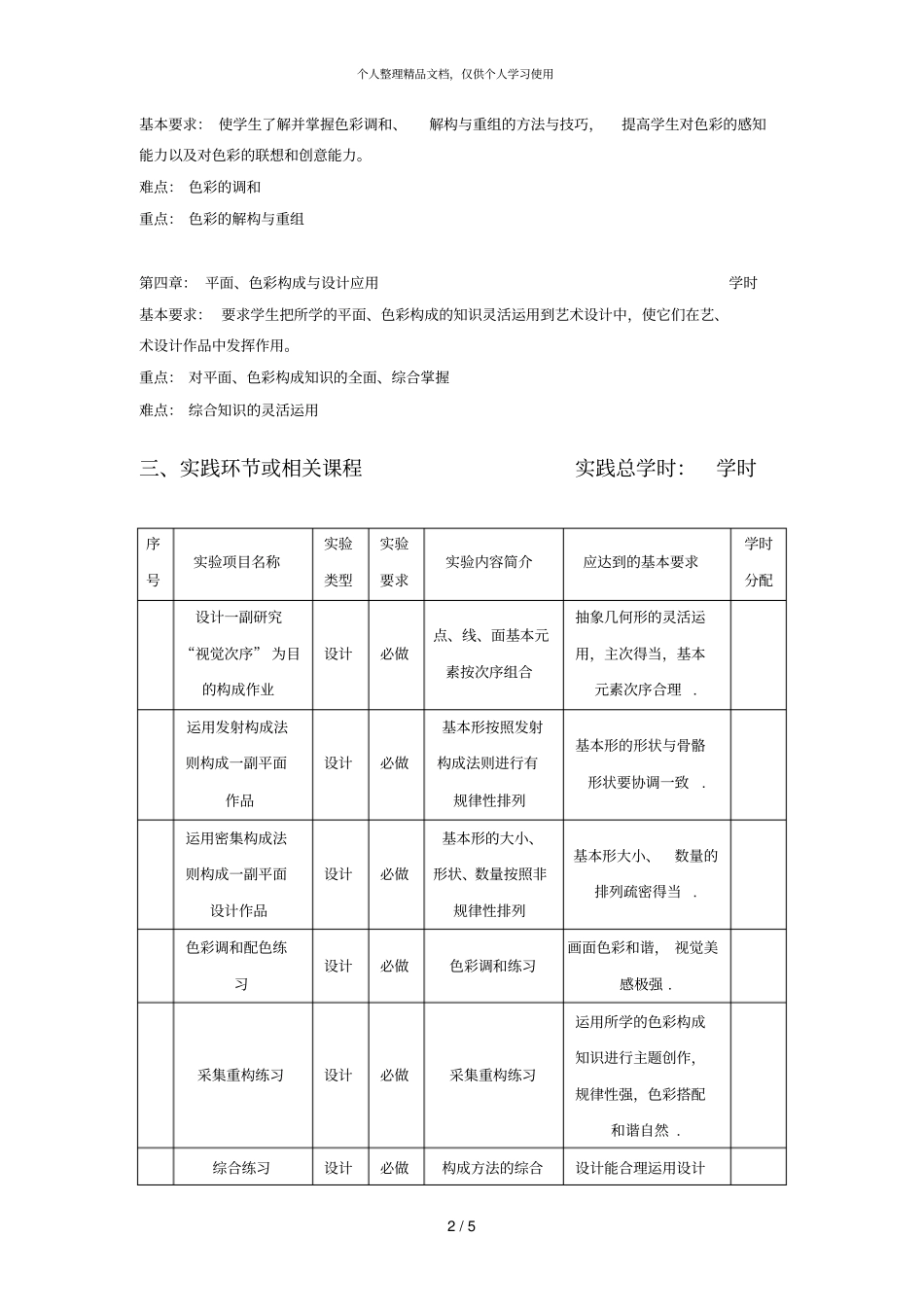 设计基础Ⅰ1305203239教学大纲_第2页
