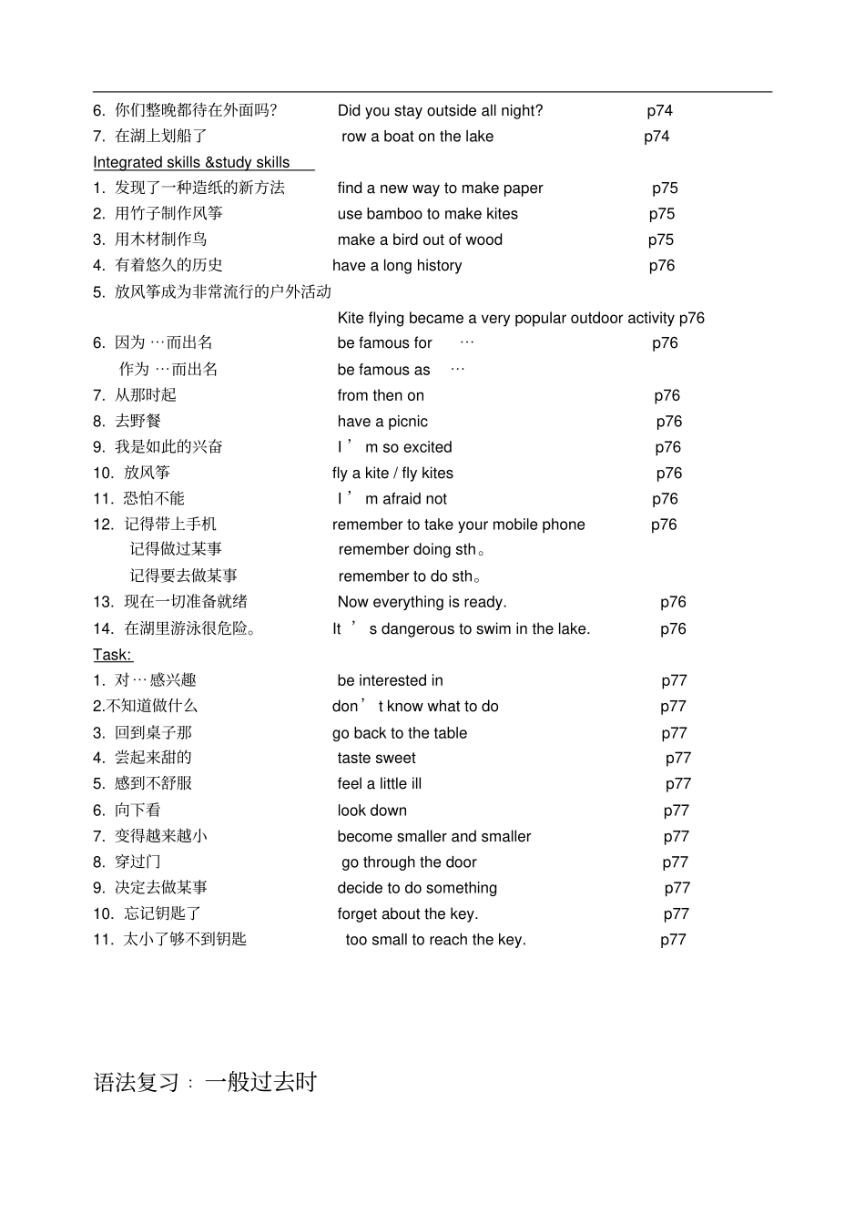 译林牛津7BUnit6Outdoorfun知识点短语、句型、语法总结【含练习及答案】_第2页