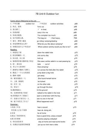 译林牛津7BUnit6Outdoorfun知识点短语、句型、语法总结【含练习及答案】