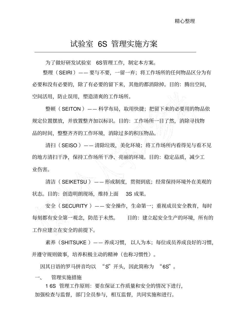 试验室6S管理实施细则_第1页