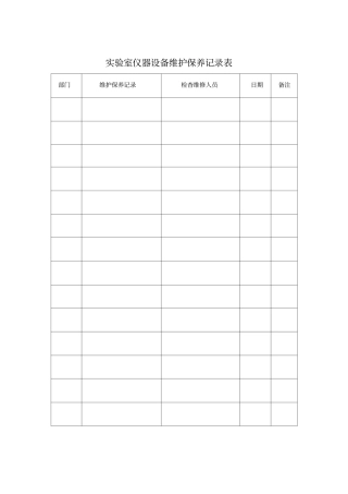 试验室仪器设备维护保养记录表