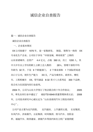 诚信企业自查报告