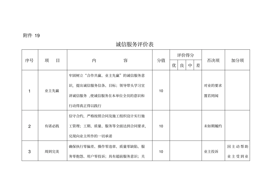 诚信服务评价表_第1页