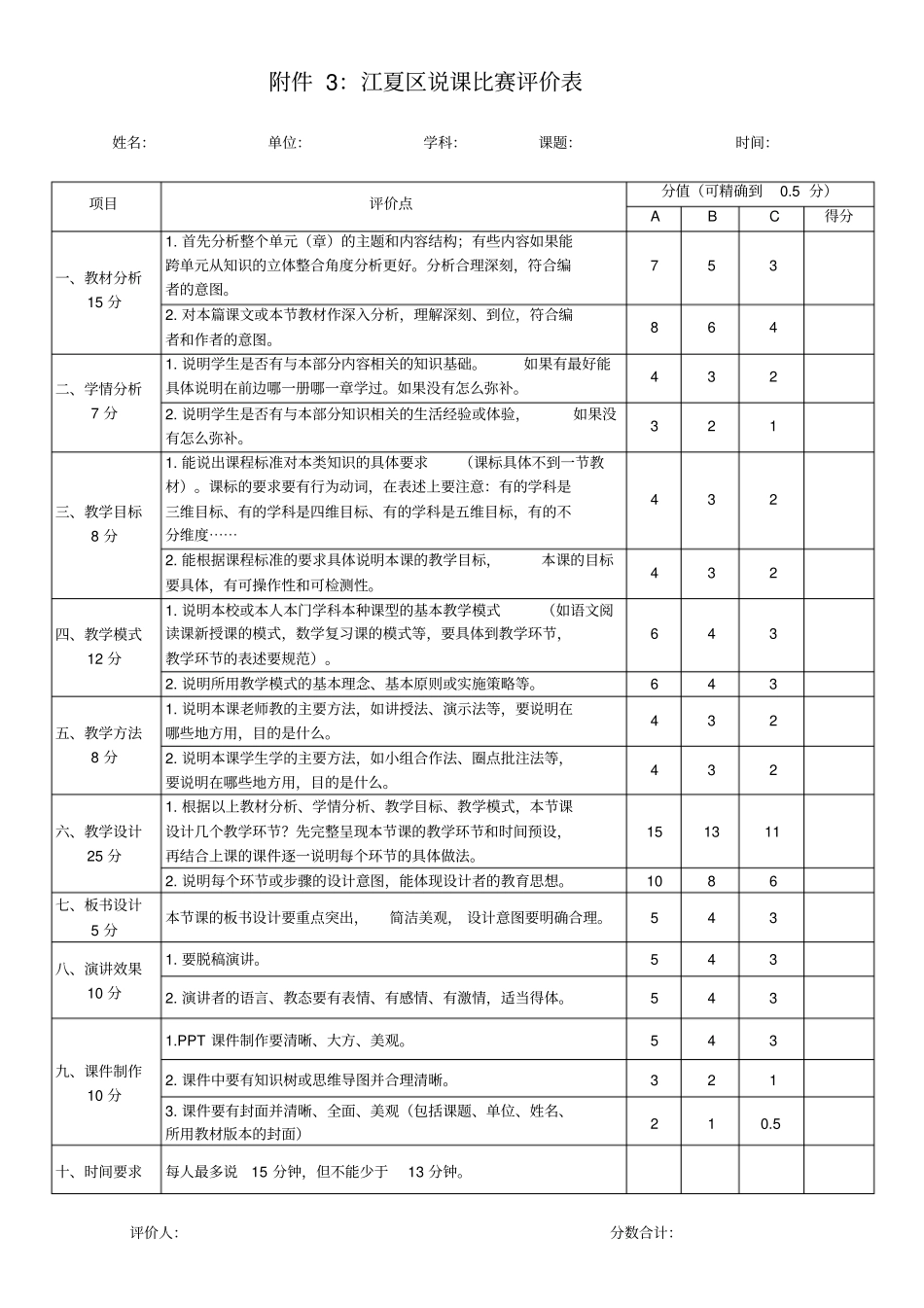 说课大赛评价标准_第1页