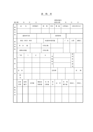 请购单表格格式