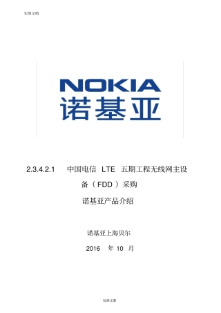 诺基亚LTEFDD设备技术说明书