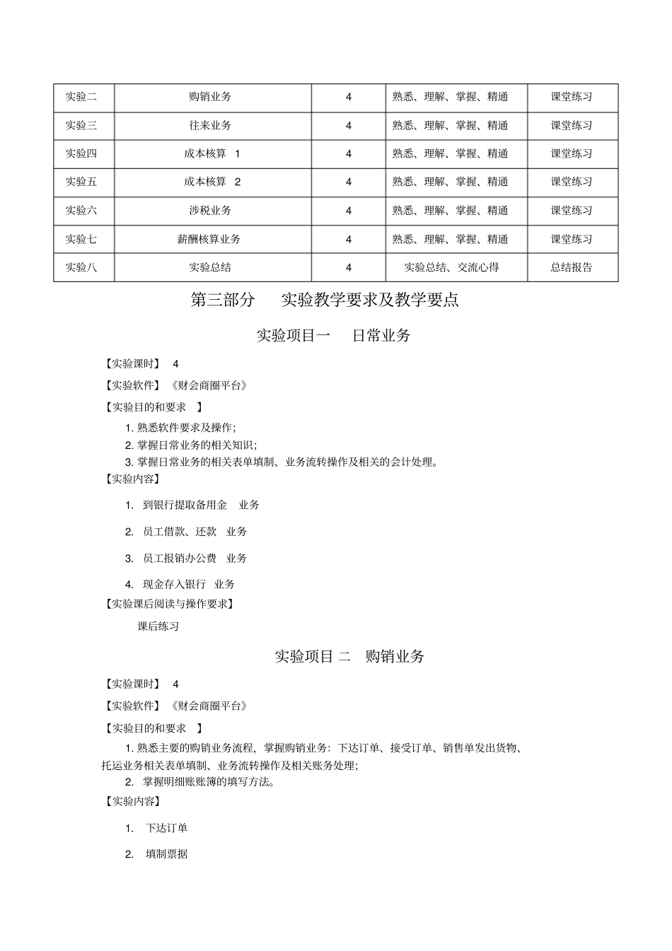 财会商圈专业模拟实习二教学大纲_第3页