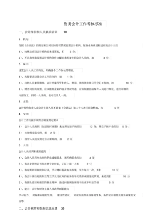 财务会计工作考核标准