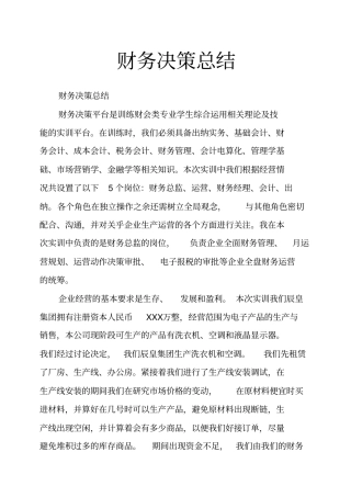 财务决策总结