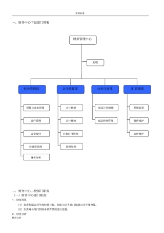 财务管理系统中心部门设置及职责