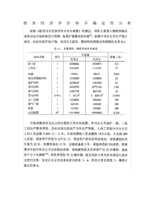 财务经济评价和不确定性分析