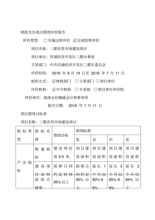财政支出项目绩效评价报告001