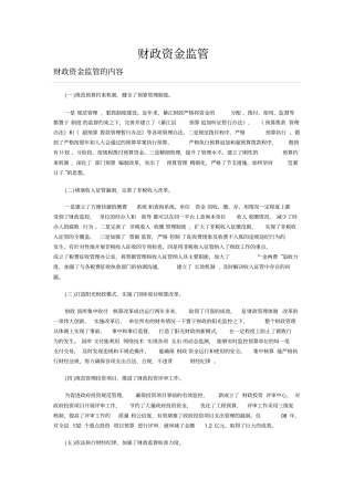 财政资金监管制度及问题
