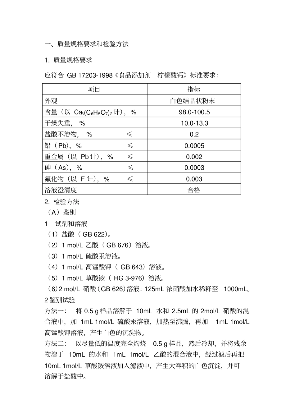质量规格要求和检验方法_第1页