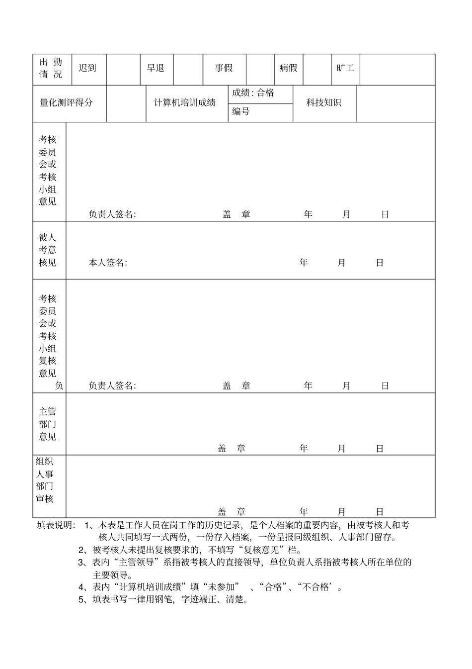 贵州机关工作人员年考核登记表_第2页