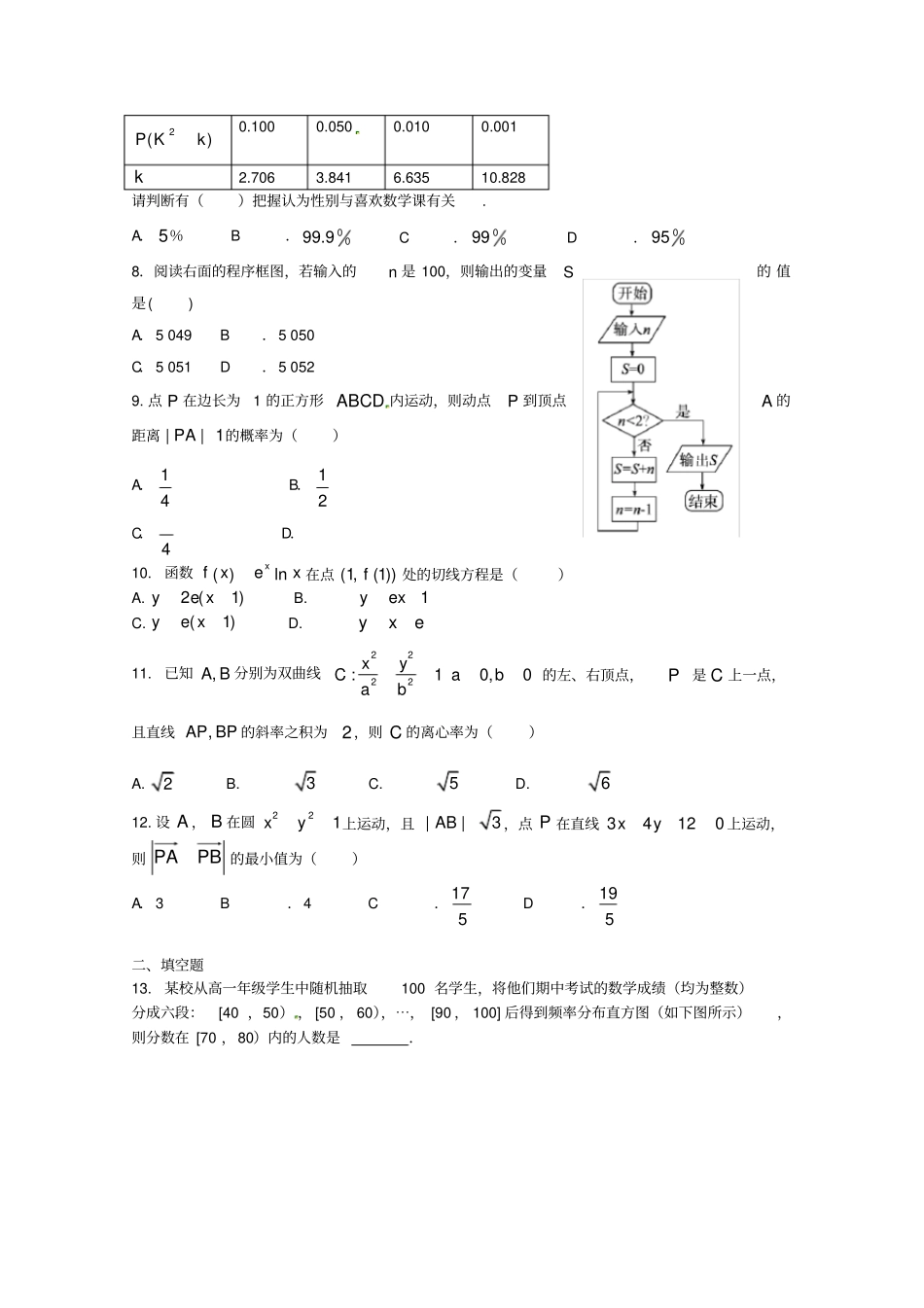 贵州遵义四中高二数学上学期期末考试试题文_第2页