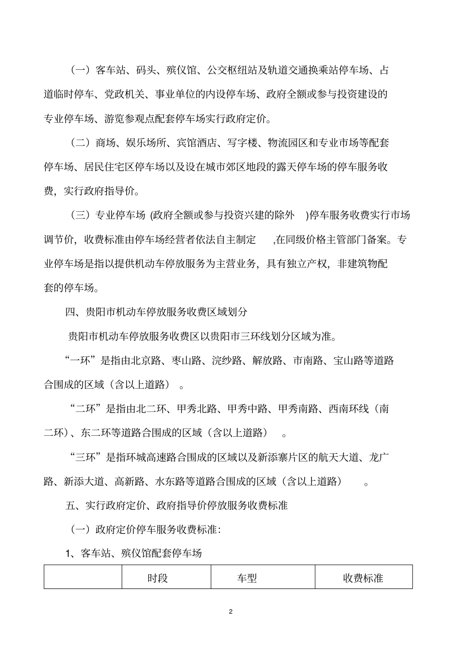 贵阳中心城区机动车停放服务收费标准调整方案-精品_第2页
