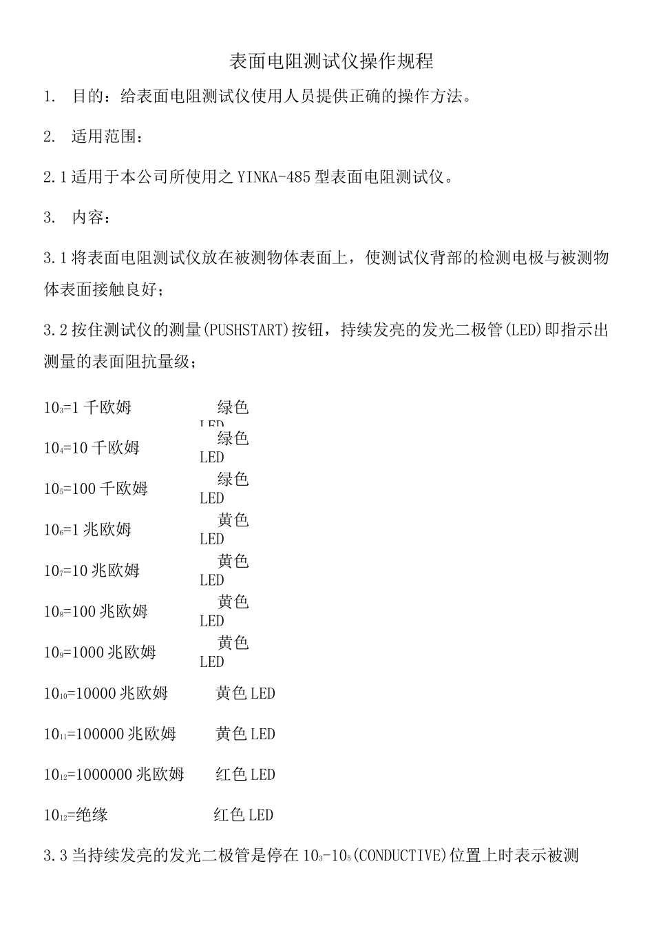 表面电阻测试仪操作规程_第1页