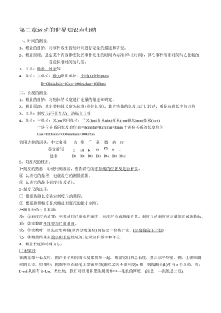 初二物理知识点归纳(上)